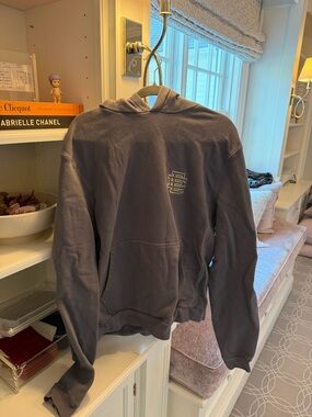 Eric Emanuel Charcoal Gray Pullover Hoodie with Logo Patch